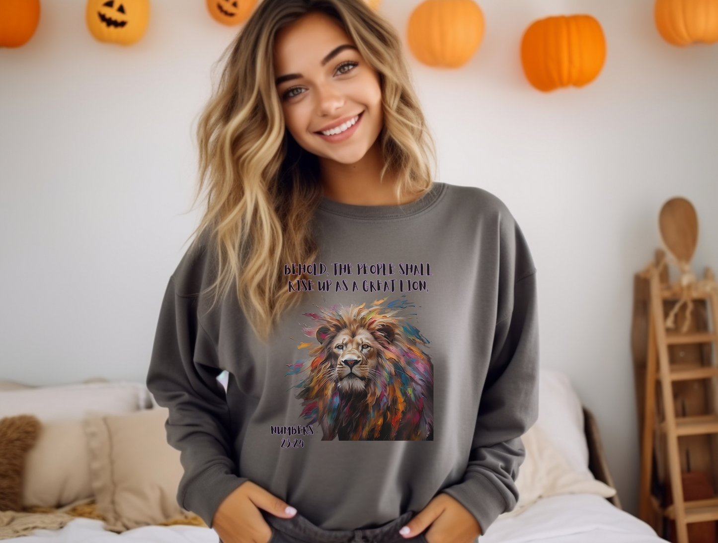 Rise Up as a Lion Sweatshirt – Proverbs 28:1 – Bold Christian Apparel for Men, Women & Couples, Religious Gift, Jesus Sweater