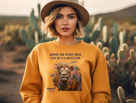 Rise Up as a Lion Sweatshirt – Proverbs 28:1 – Bold Christian Apparel for Men, Women & Couples, Religious Gift, Jesus Sweater