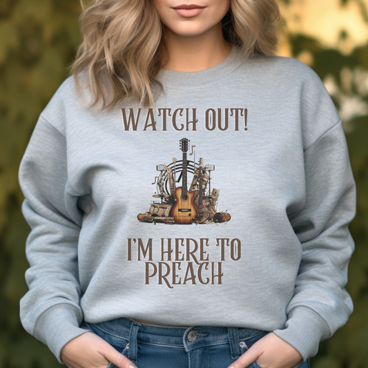 I’m Here To Preach Sweatshirt – Mark 16:15 | Christian Apparel, Religious Gift, Jesus, GOD, Faith Sweater for Men, Women & Couples