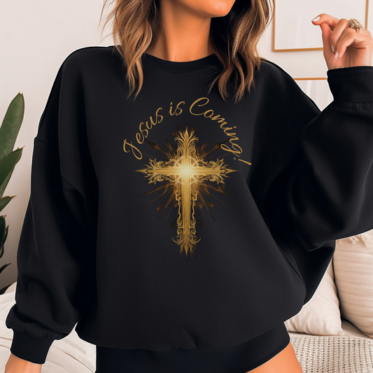 "Jesus is Coming" Sweatshirt – “Behold, I am coming soon!” Revelation 22:12 | Christian Sweatshirt, Faith Apparel for Men, Women & Couples