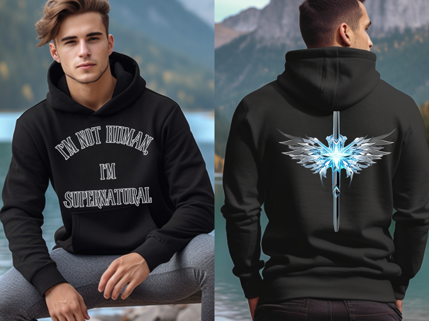 I’m Not Human, I’m Supernatura “For we live by faith, not by sight.” (2 Corinthians 5:7)l | Christian Designer Hoodie for Men, Women, and Couples || Faith Apparel & Religious Gift