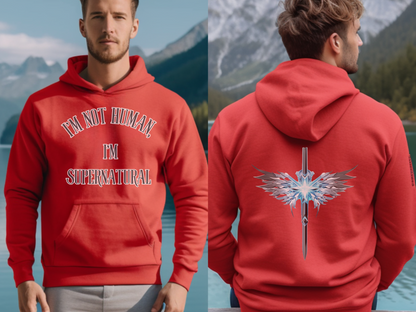 I’m Not Human, I’m Supernatura “For we live by faith, not by sight.” (2 Corinthians 5:7)l | Christian Designer Hoodie for Men, Women, and Couples || Faith Apparel & Religious Gift