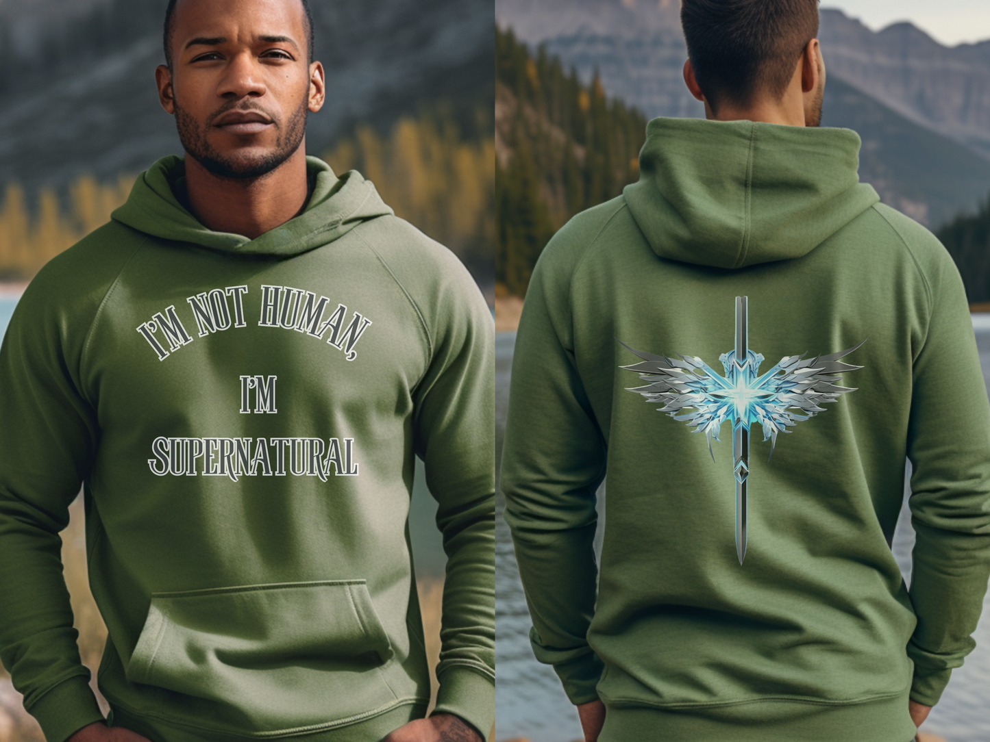 I’m Not Human, I’m Supernatura “For we live by faith, not by sight.” (2 Corinthians 5:7)l | Christian Designer Hoodie for Men, Women, and Couples || Faith Apparel & Religious Gift