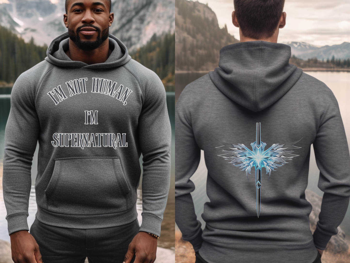 I’m Not Human, I’m Supernatura “For we live by faith, not by sight.” (2 Corinthians 5:7)l | Christian Designer Hoodie for Men, Women, and Couples || Faith Apparel & Religious Gift