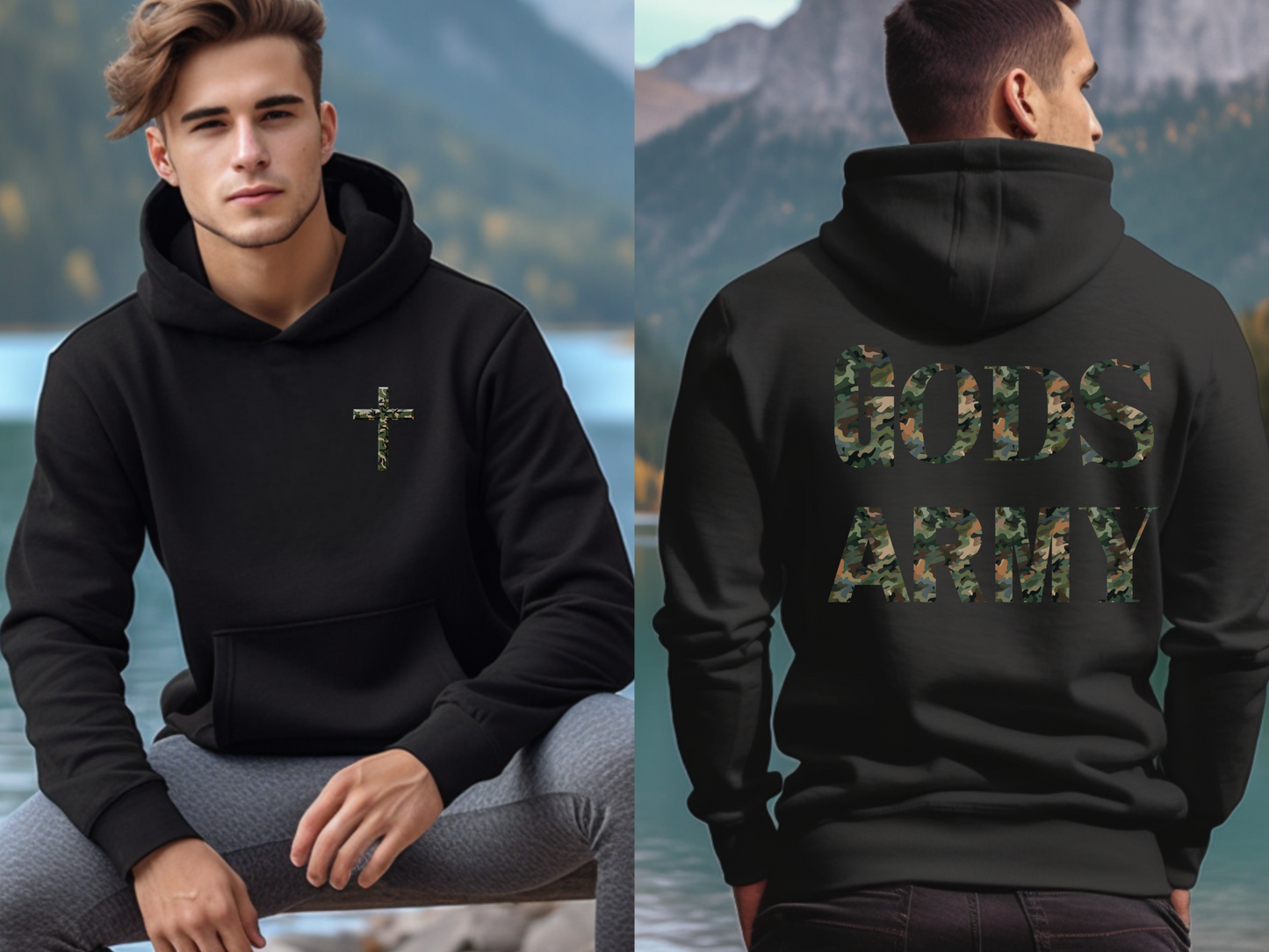 GOD’S ARMY Christian Hoodie – “Put on the full armor of God, so that you can take your stand against the devil’s schemes.” (Ephesians 6:11) – Designer Christian Hoodie for Men, Women, or Couples