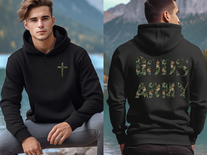 GOD’S ARMY Christian Hoodie – “Put on the full armor of God, so that you can take your stand against the devil’s schemes.” (Ephesians 6:11) – Designer Christian Hoodie for Men, Women, or Couples