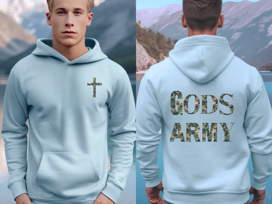 GOD’S ARMY Christian Hoodie – “Put on the full armor of God, so that you can take your stand against the devil’s schemes.” (Ephesians 6:11) – Designer Christian Hoodie for Men, Women, or Couples