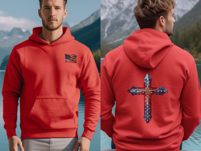 GOD and Country Christian Hoodie – “Blessed is the nation whose God is the Lord.” (Psalm 33:12) – Designer Christian Hoodie for Men, Women, or Couples
