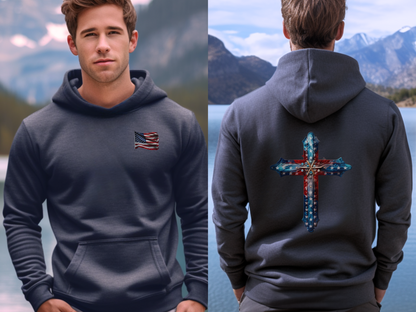 GOD and Country Christian Hoodie – “Blessed is the nation whose God is the Lord.” (Psalm 33:12) – Designer Christian Hoodie for Men, Women, or Couples