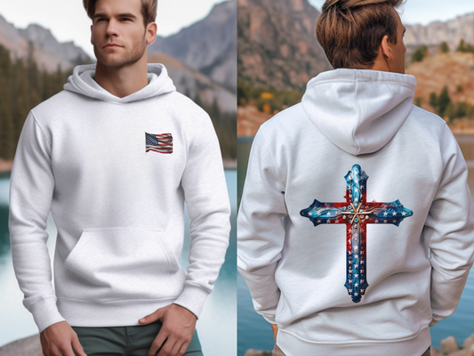 GOD and Country Christian Hoodie – “Blessed is the nation whose God is the Lord.” (Psalm 33:12) – Designer Christian Hoodie for Men, Women, or Couples