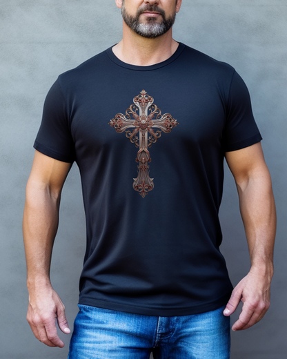“The Victory Cross” Christian T-Shirt – 1 Corinthians 15:57 – “Thanks be to God, who gives us the victory through our Lord Jesus Christ.”