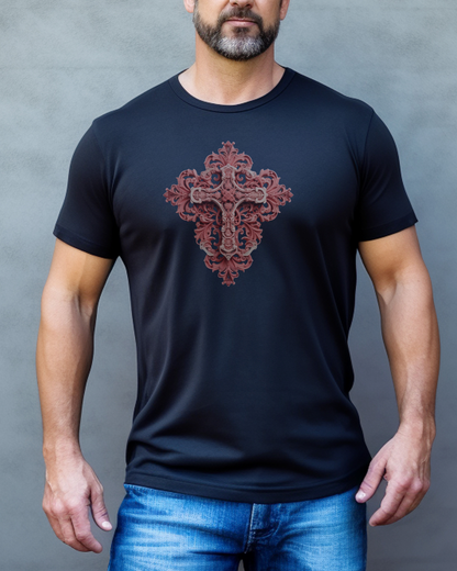 “The Love Cross” Christian T-Shirt – 1 John 4:19 – “We love because He first loved us.”-- Christian Apparel, Faith Shirt, Religious Gift, Jesus Apparel, Gift, Jesus Christ, GOD