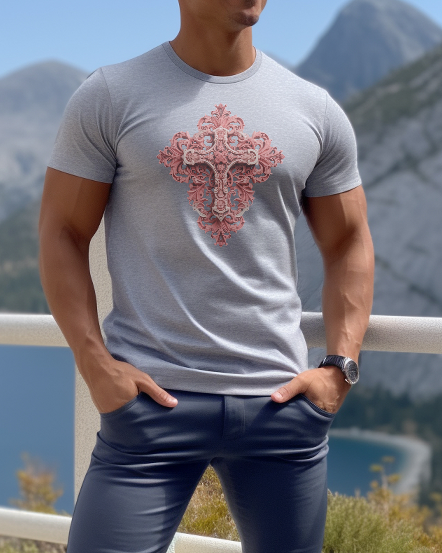 “The Love Cross” Christian T-Shirt – 1 John 4:19 – “We love because He first loved us.”-- Christian Apparel, Faith Shirt, Religious Gift, Jesus Apparel, Gift, Jesus Christ, GOD
