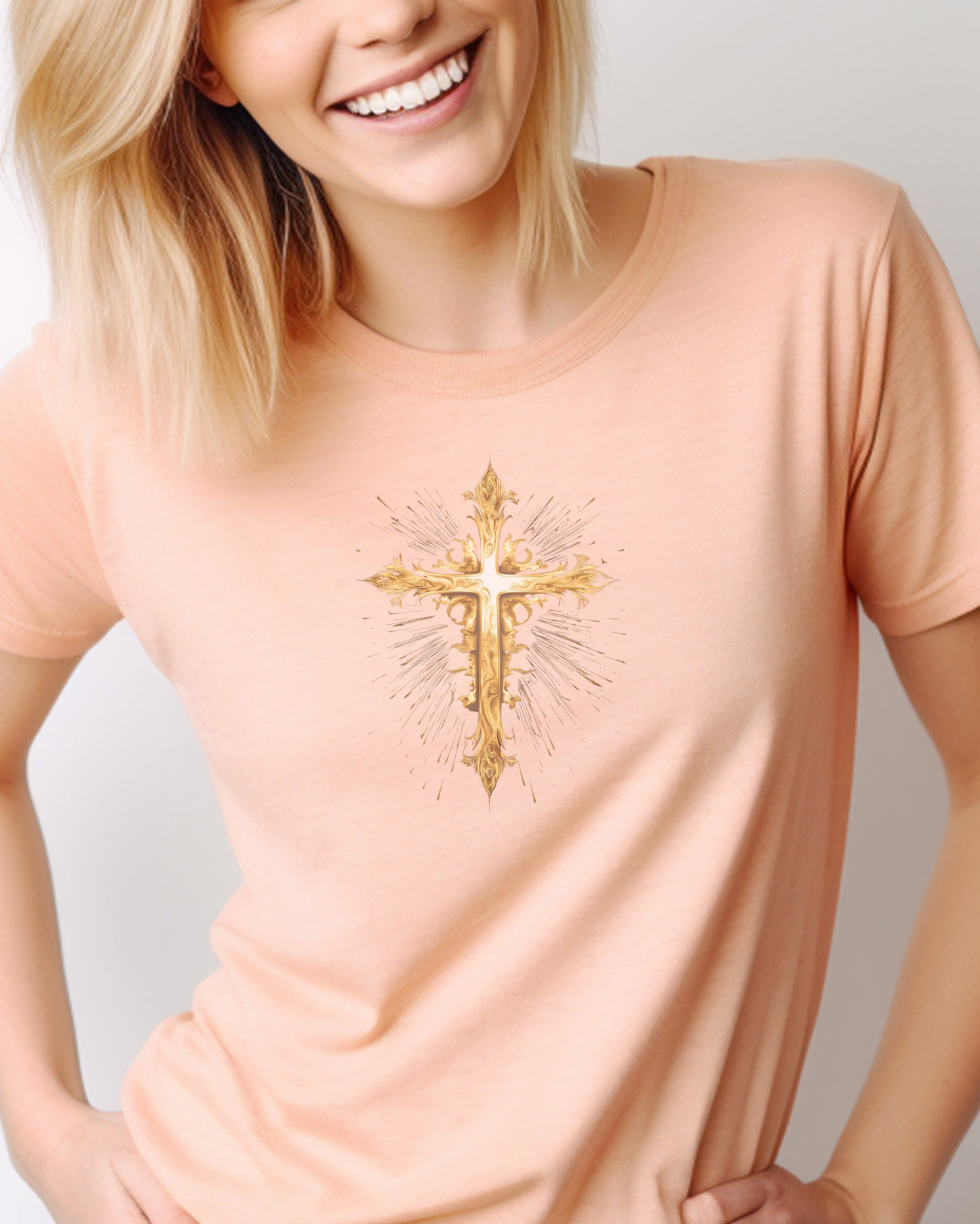 “The Prayer Cross” Christian T-Shirt – 1 Thessalonians 5:17 – “Pray without ceasing.”
