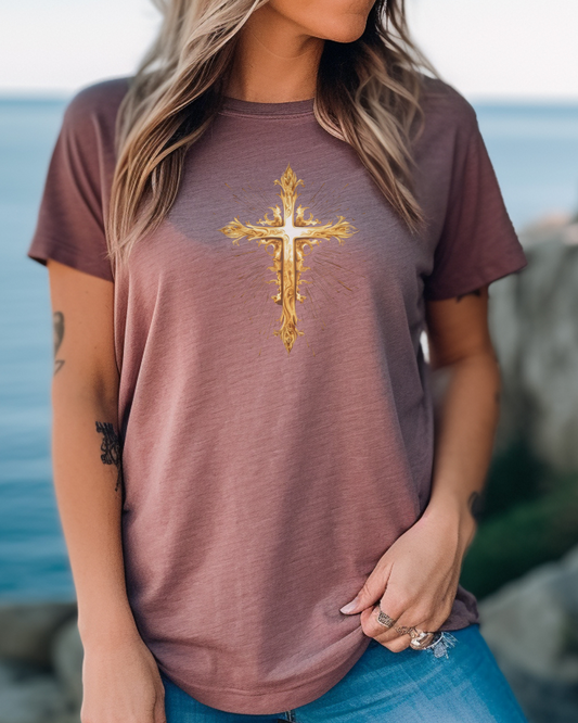 “The Prayer Cross” Christian T-Shirt – 1 Thessalonians 5:17 – “Pray without ceasing.”
