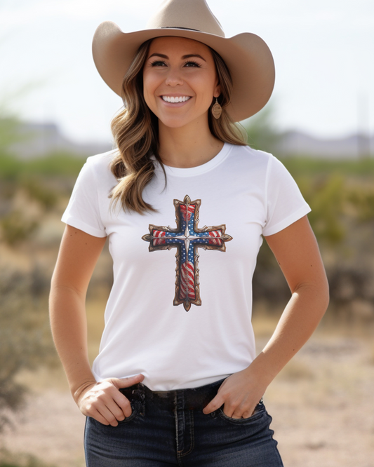The Freedom Cross T-Shirt – Galatians 5:1 “It is for freedom that Christ has set us free.”