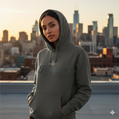 Forgiven Steel Cross Hoodie | Isaiah 43:25 – “I, even I, am He who blots out your transgressions, for My own sake, and remembers your sins no more.”