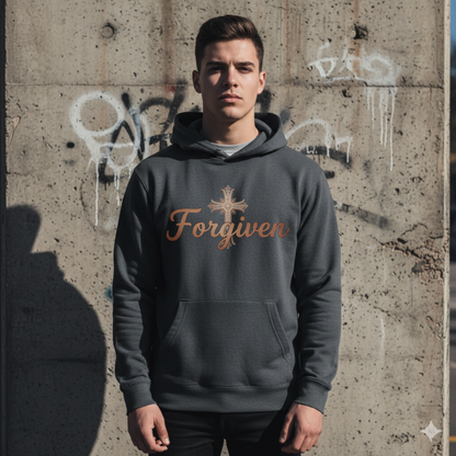 Forgiven Rose Gold Cross Hoodie | Isaiah 1:18 – “Though your sins are like scarlet, they shall be as white as snow; though they are red as crimson, they shall be like wool.”