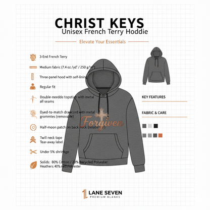 Forgiven Rose Gold Cross Hoodie | Isaiah 1:18 – “Though your sins are like scarlet, they shall be as white as snow; though they are red as crimson, they shall be like wool.”