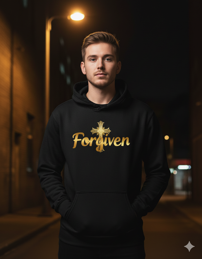 Forgiven Gold Cross Sweatshirt – “For if you forgive others their trespasses, your heavenly Father will also forgive you.” (Matthew 6:14)