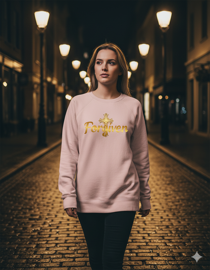 Forgiven Gold Cross Sweatshirt – “For if you forgive others their trespasses, your heavenly Father will also forgive you.” (Matthew 6:14)