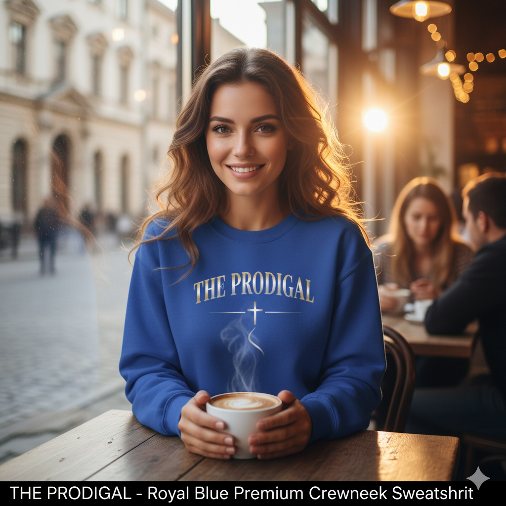 The Prodigal Multicolor Gold Sweatshirt | Christ Keys Christian Apparel – Lost and Found Faith in Shimmering Gold