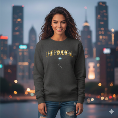 The Prodigal Multicolor Gold Sweatshirt | Christ Keys Christian Apparel – Lost and Found Faith in Shimmering Gold