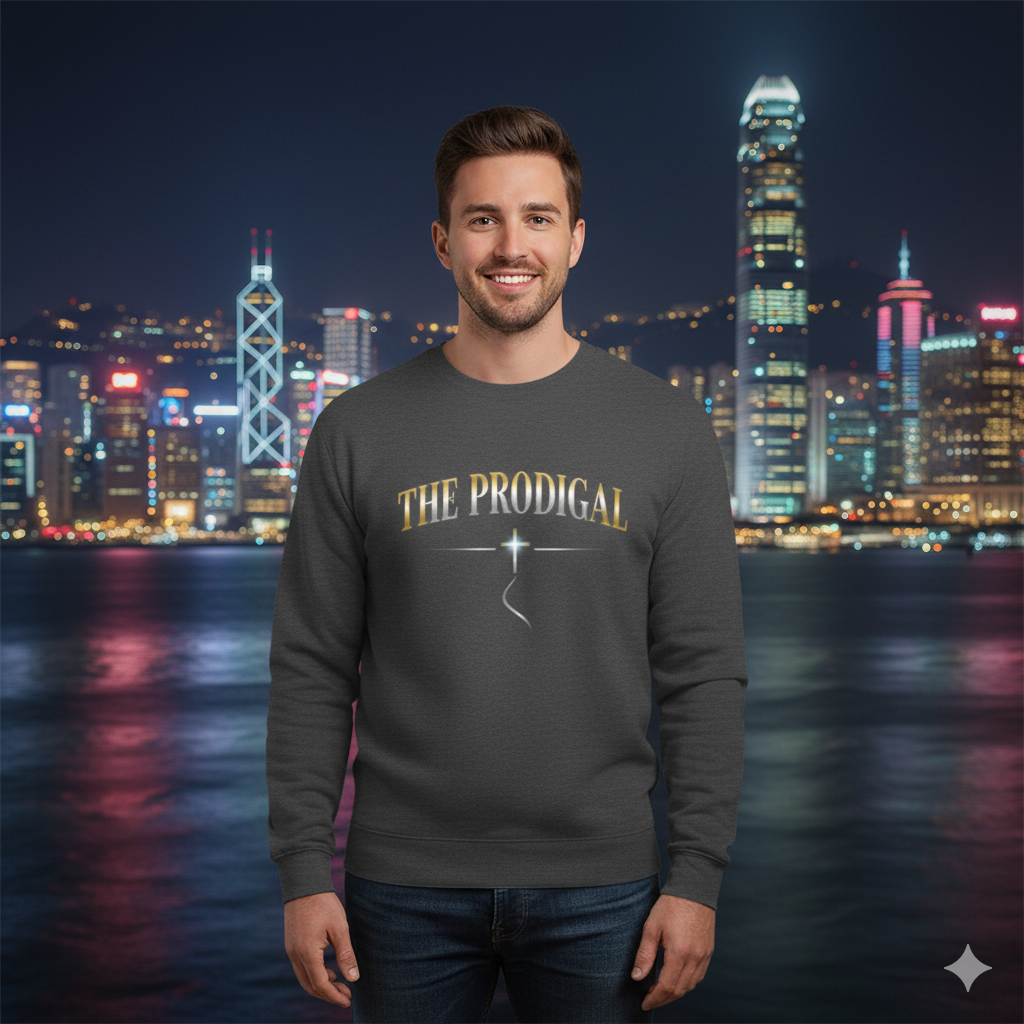 The Prodigal Multicolor Gold Sweatshirt | Christ Keys Christian Apparel – Lost and Found Faith in Shimmering Gold