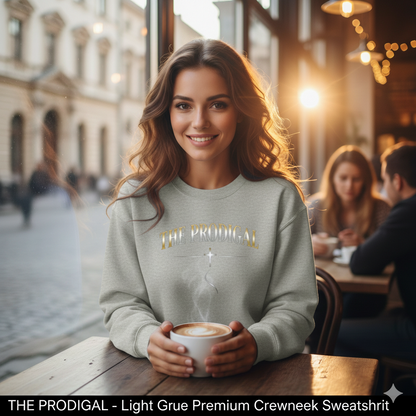 The Prodigal Multicolor Gold Sweatshirt | Christ Keys Christian Apparel – Lost and Found Faith in Shimmering Gold