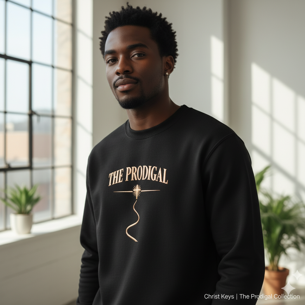 The Prodigal Rose Gold Sweatshirt | Christ Keys Christian Apparel – Mercy in Rose Gold