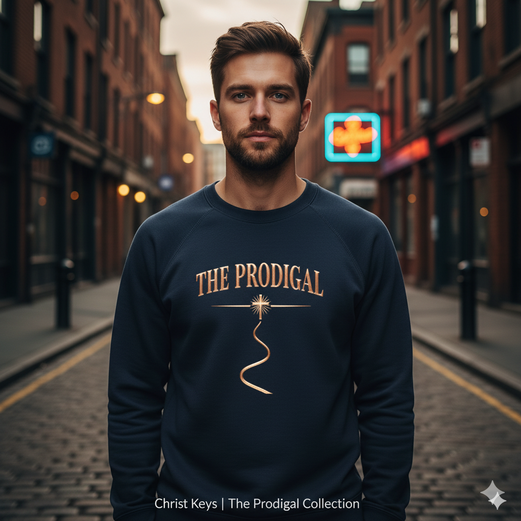 The Prodigal Rose Gold Sweatshirt | Christ Keys Christian Apparel – Mercy in Rose Gold