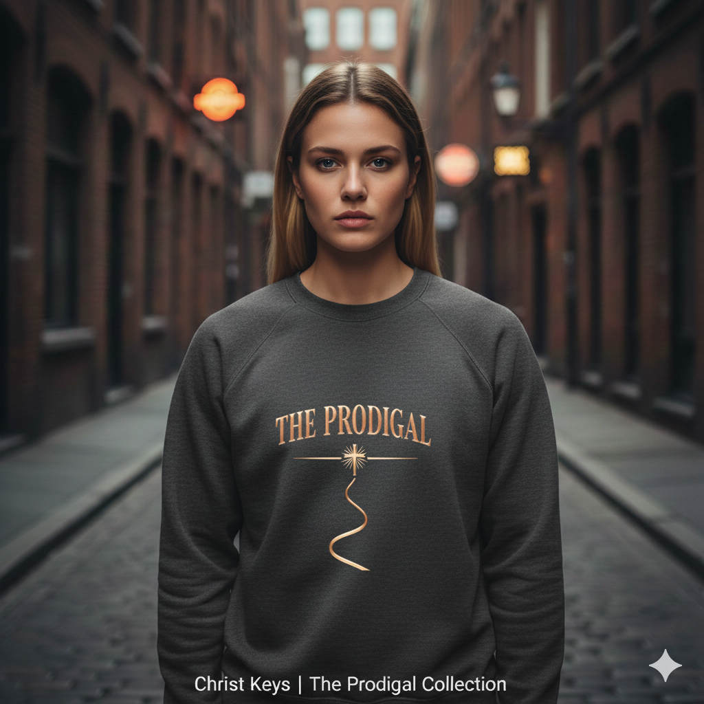 The Prodigal Rose Gold Sweatshirt | Christ Keys Christian Apparel – Mercy in Rose Gold