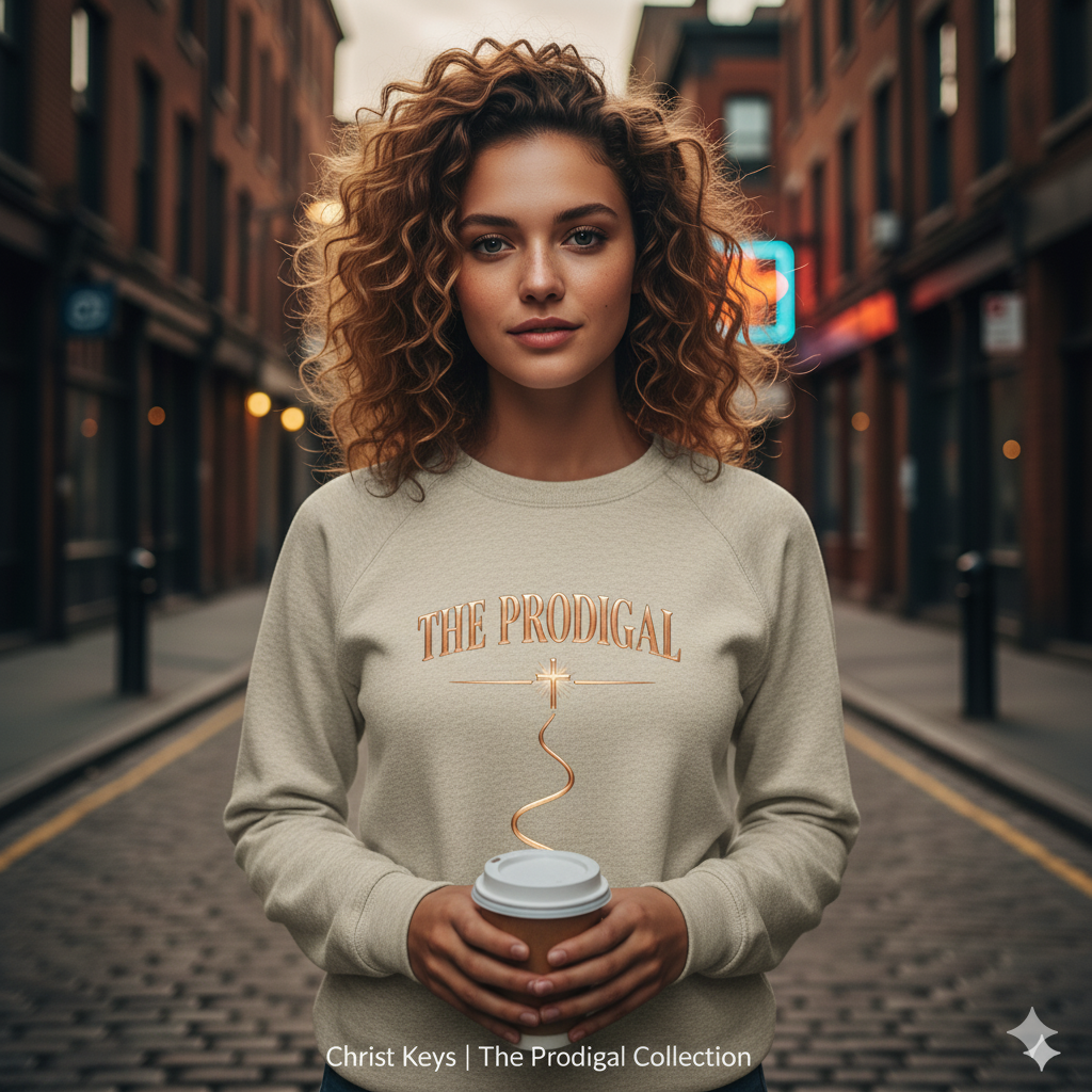 The Prodigal Rose Gold Sweatshirt | Christ Keys Christian Apparel – Mercy in Rose Gold