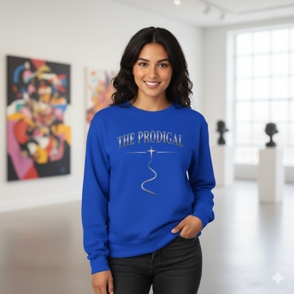 The Prodigal Steel Sweatshirt | Christ Keys Christian Apparel – Strength and Grace in Metallic Steel