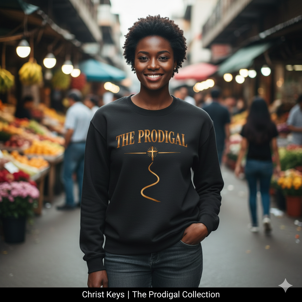 The Prodigal Copper Sweatshirt | Christ Keys Christian Apparel – Faith Comeback Story in Metallic Copper