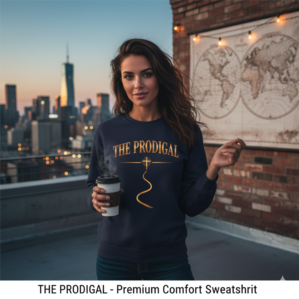 The Prodigal Copper Sweatshirt | Christ Keys Christian Apparel – Faith Comeback Story in Metallic Copper