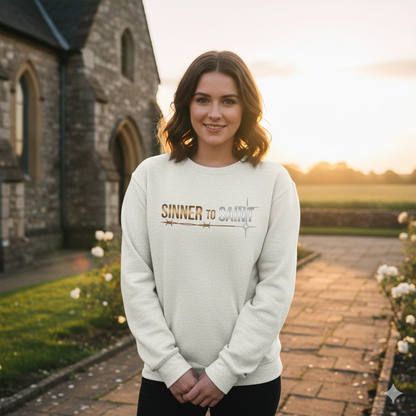 Sinner to Saint Sweatshirt – Copper to Silver Gradient | Transformation Christian Apparel | Luke 15 Return Home Collection