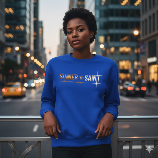 Sinner to Saint Sweatshirt – Copper to Silver Gradient | Transformation Christian Apparel | Luke 15 Return Home Collection