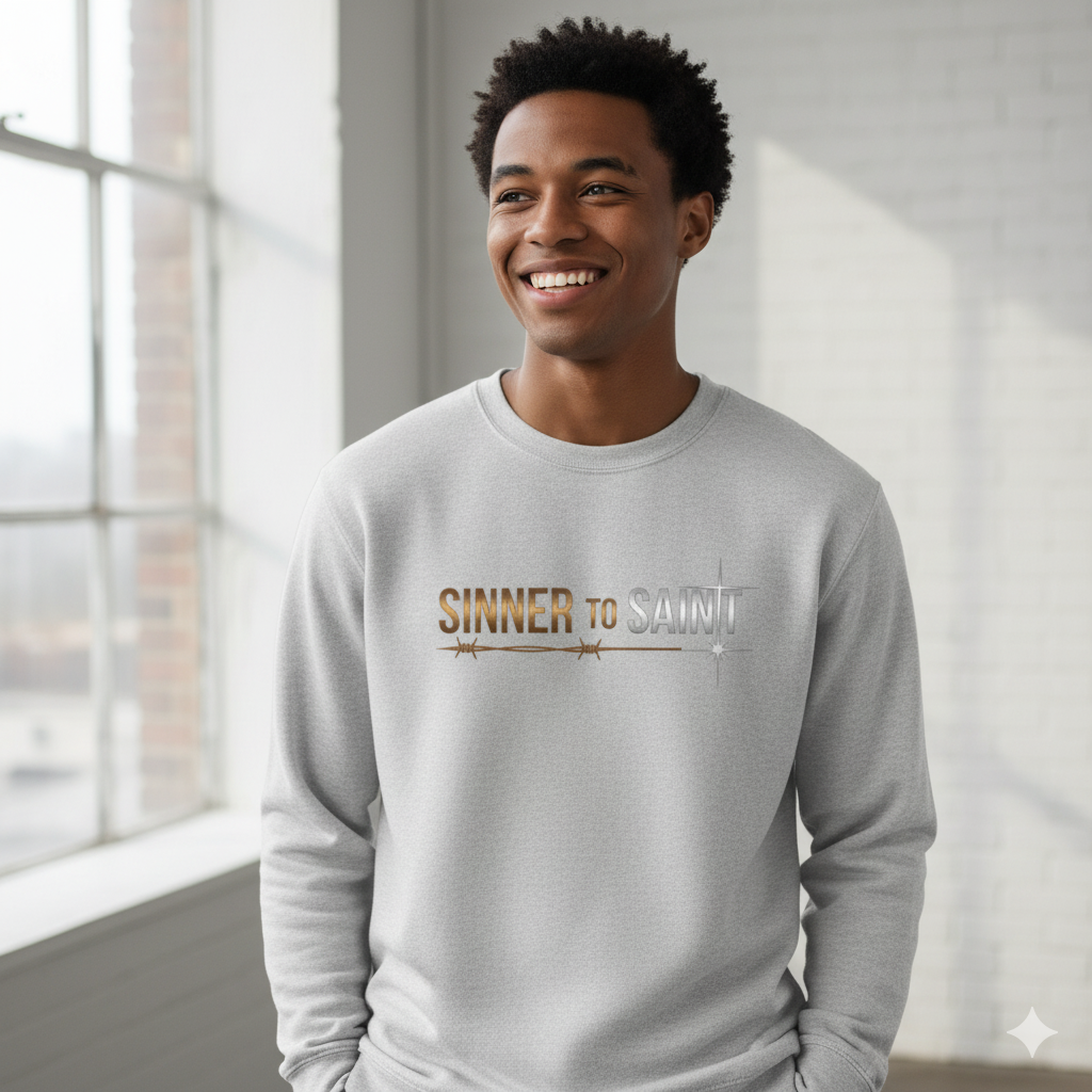 Sinner to Saint Sweatshirt – Copper to Silver Gradient | Transformation Christian Apparel | Luke 15 Return Home Collection
