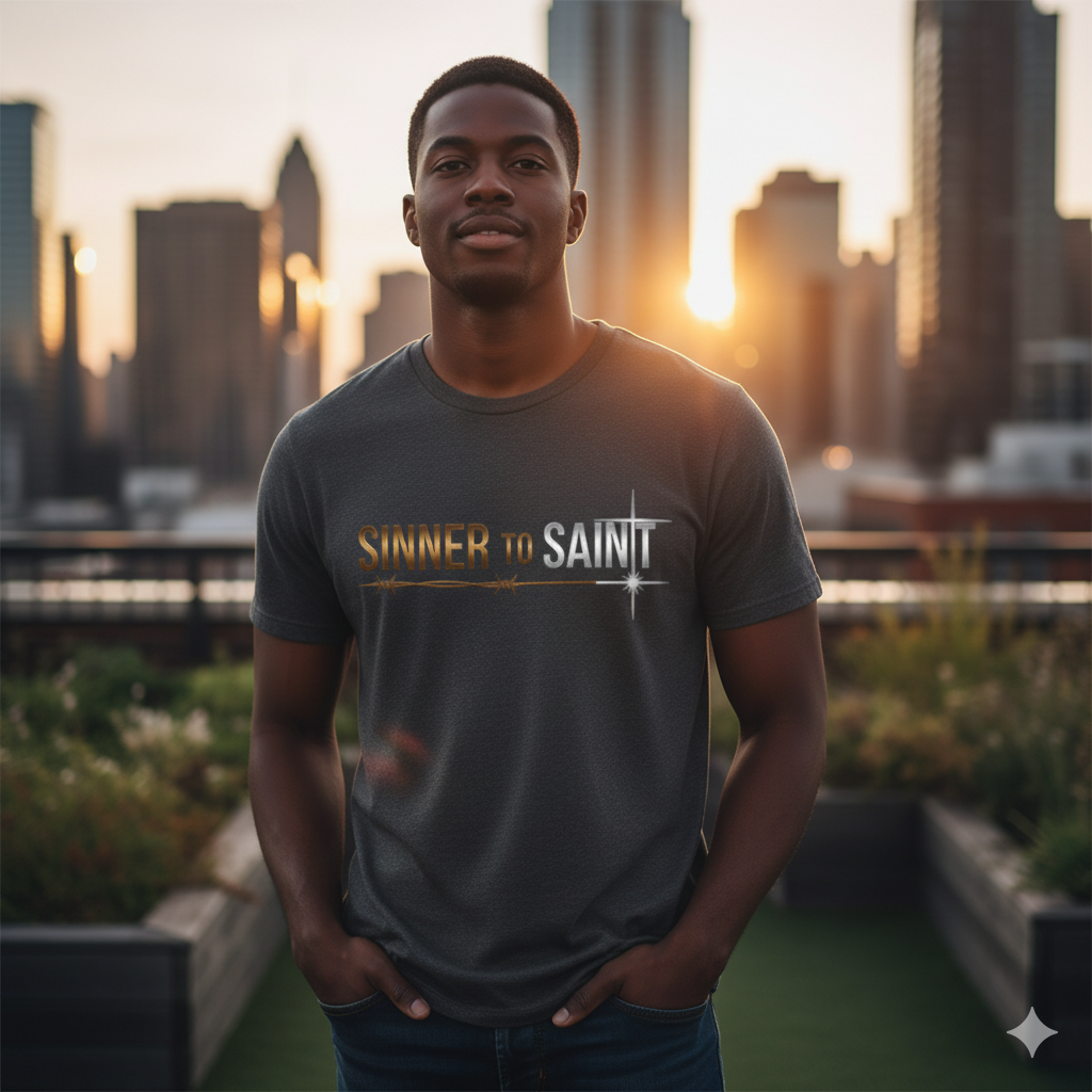Sinner to Saint T-Shirt – Copper to Silver Metallic Design | Christian Transformation Tee | Luke 15 Faith Collection