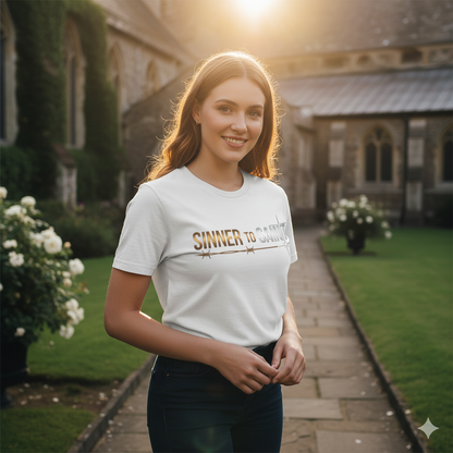 Sinner to Saint T-Shirt – Copper to Silver Metallic Design | Christian Transformation Tee | Luke 15 Faith Collection