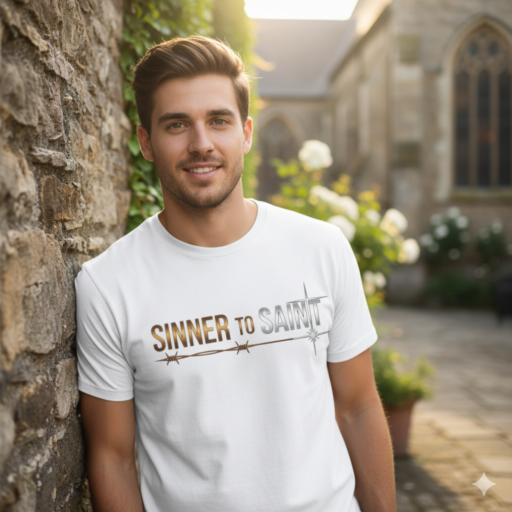 Sinner to Saint T-Shirt – Copper to Silver Metallic Design | Christian Transformation Tee | Luke 15 Faith Collection