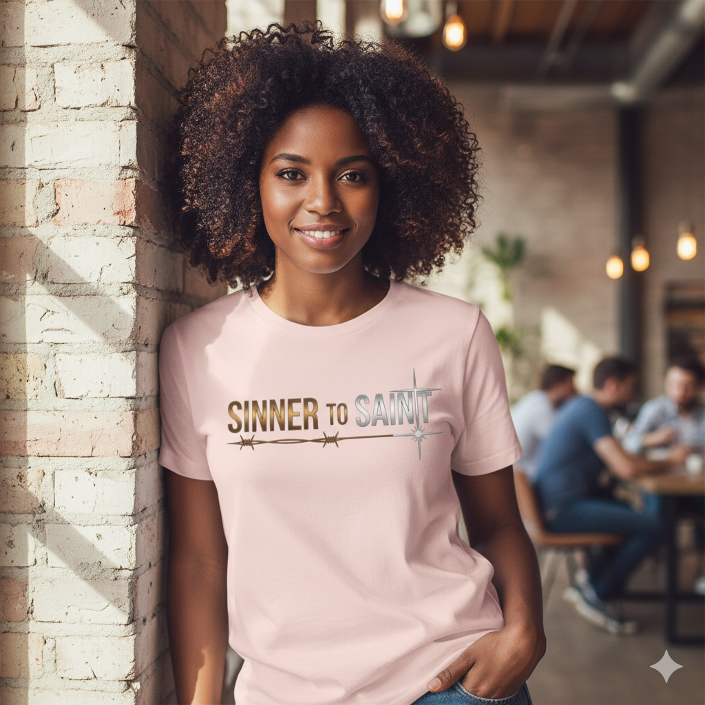 Sinner to Saint T-Shirt – Copper to Silver Metallic Design | Christian Transformation Tee | Luke 15 Faith Collection