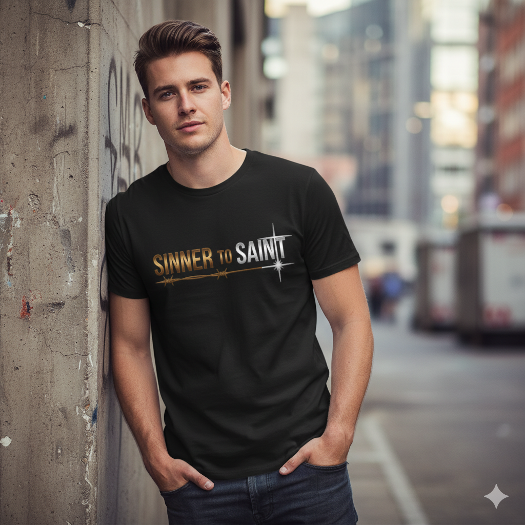Sinner to Saint T-Shirt – Copper to Silver Metallic Design | Christian Transformation Tee | Luke 15 Faith Collection