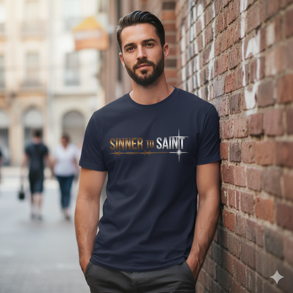 Sinner to Saint T-Shirt – Copper to Silver Metallic Design | Christian Transformation Tee | Luke 15 Faith Collection