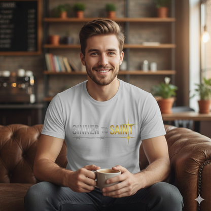 Sinner to Saint T-Shirt | Metallic Silver & Gold Christian Tee | Transformation Collection