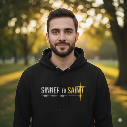 Sinner to Saint Hoodie | Silver to Gold Gradient Christian Hoodie | 2 Corinthians 5:17