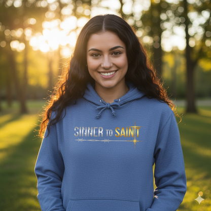 Sinner to Saint Hoodie | Silver to Gold Gradient Christian Hoodie | 2 Corinthians 5:17