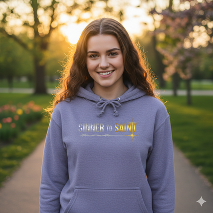 Sinner to Saint Hoodie | Silver to Gold Gradient Christian Hoodie | 2 Corinthians 5:17