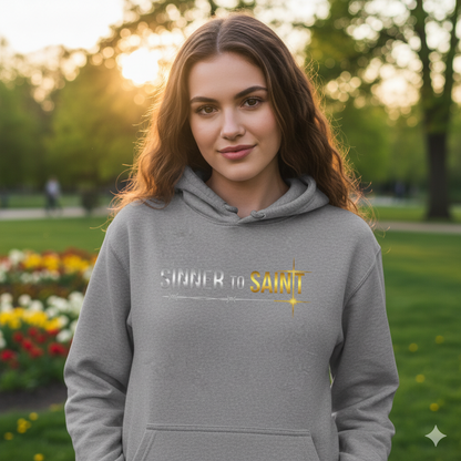 Sinner to Saint Hoodie | Silver to Gold Gradient Christian Hoodie | 2 Corinthians 5:17